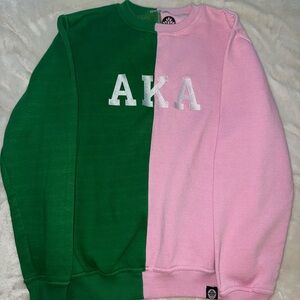 Heritage Green and Pink Crew Neck Sweater